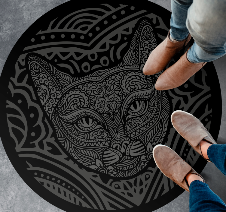 Vakker kattmandala vinyl teppe mandala - Tenstickers
