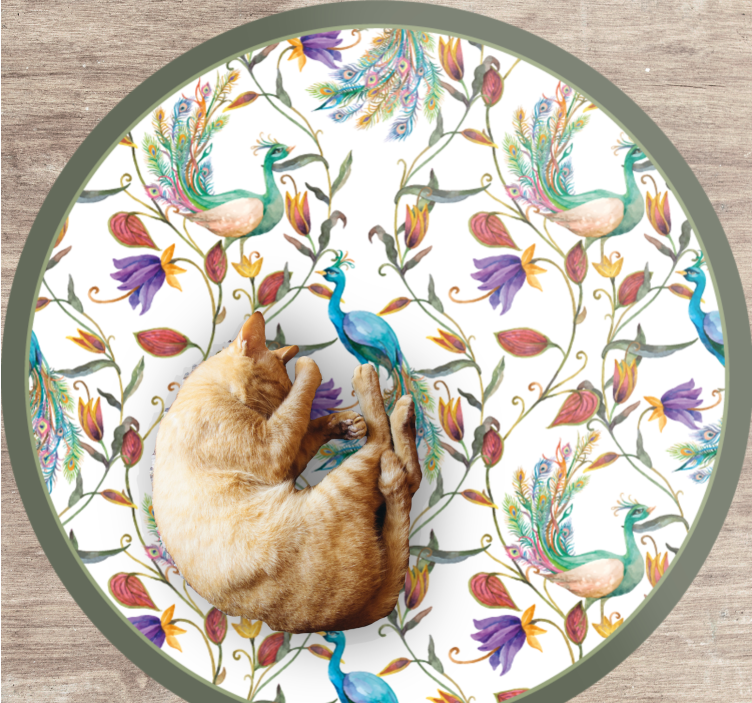 Vakre påfuglblomster vinyl teppe blomster og planter - Tenstickers