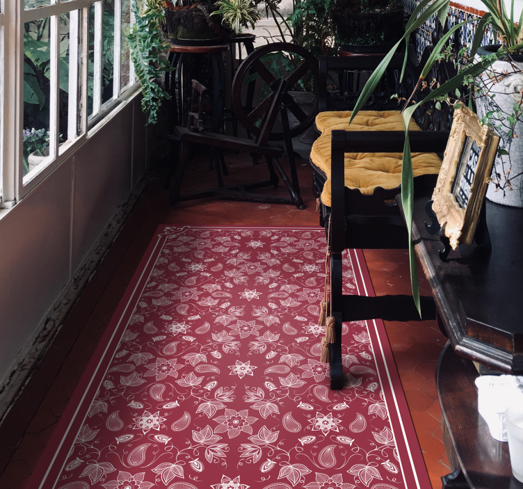 Vakre paisley blomster vinyl stue teppe - Tenstickers