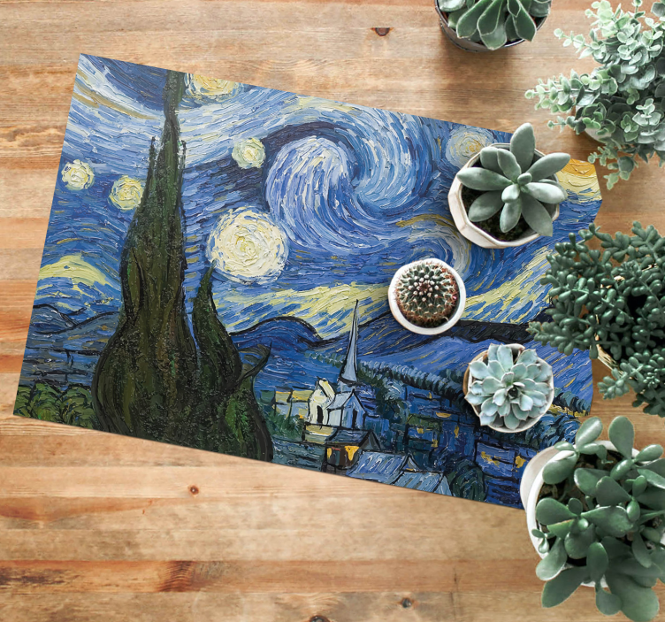 Van gogh starry night vinylteppe til spisestue - Tenstickers