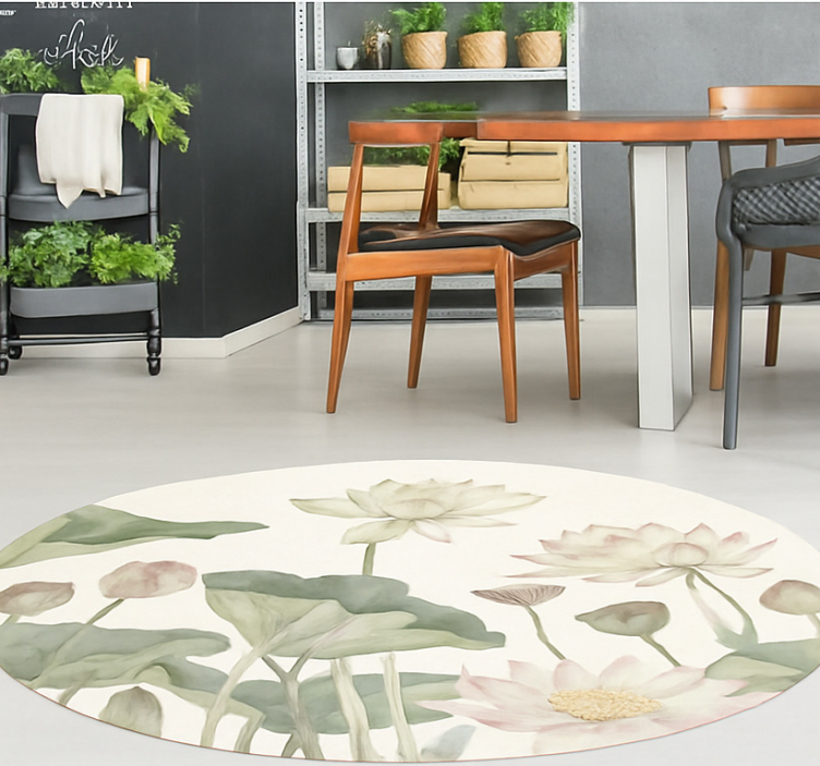 Vannaktige botaniske blomster vinyl teppe spiserom - Tenstickers