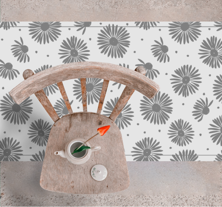 Varme gråtoner blomster vinyl teppe blomster og planter - Tenstickers