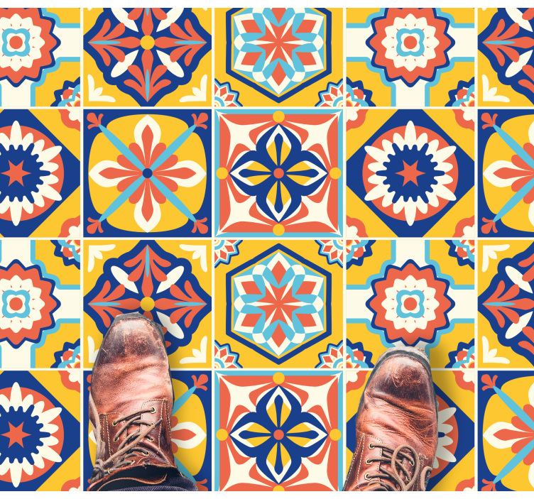 Varme nyanser farger vinyl teppe kjøkken - Tenstickers