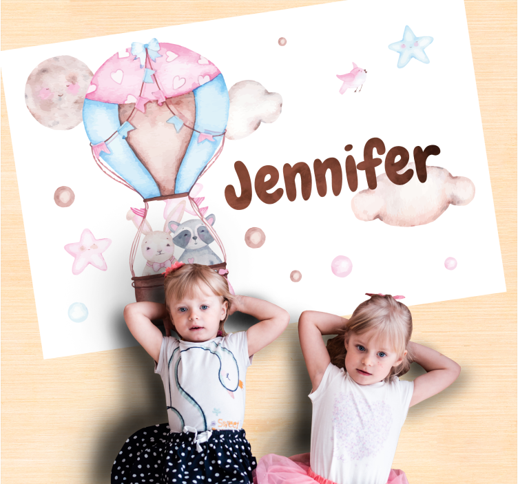 Varmluftsballong vinyl teppe med navn - Tenstickers