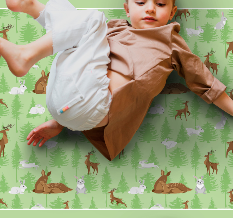 Ville dyr i skogen Vinyl teppe flere barn - Tenstickers