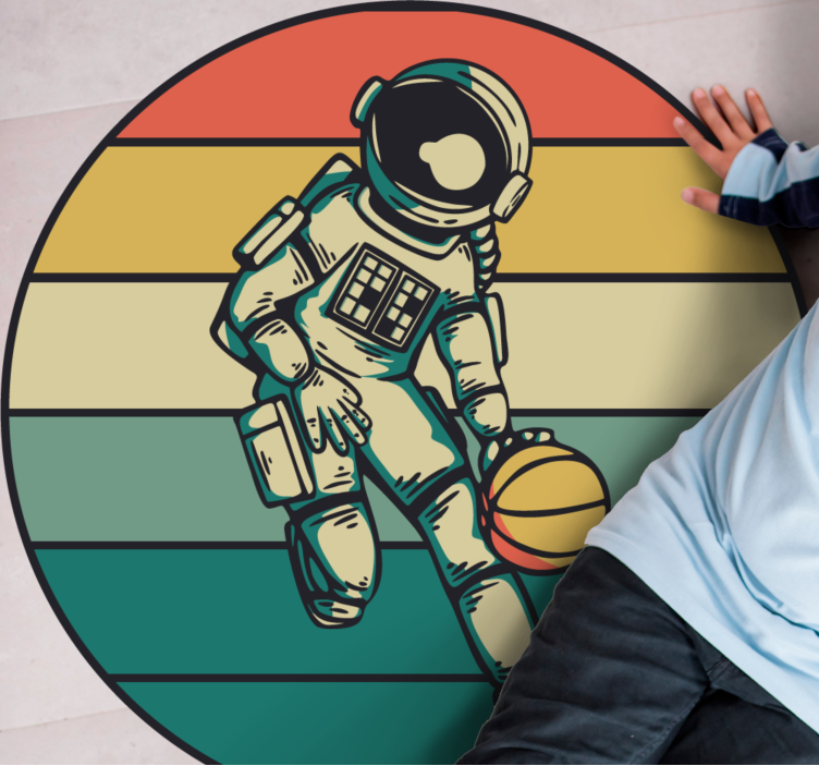 Vintage basketball astronaut vinyl teppe soverom - Tenstickers