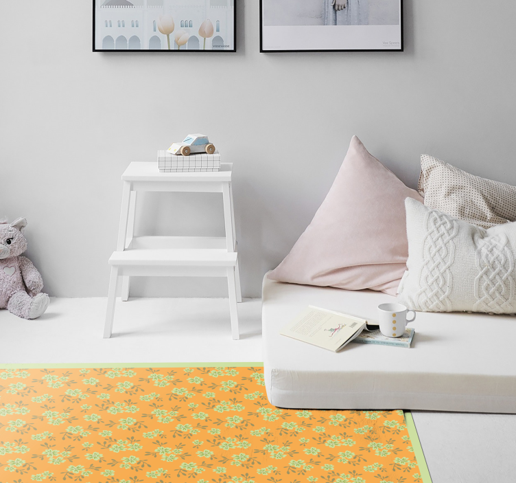 Vintage blomster gul farge blomsterteppe - Tenstickers