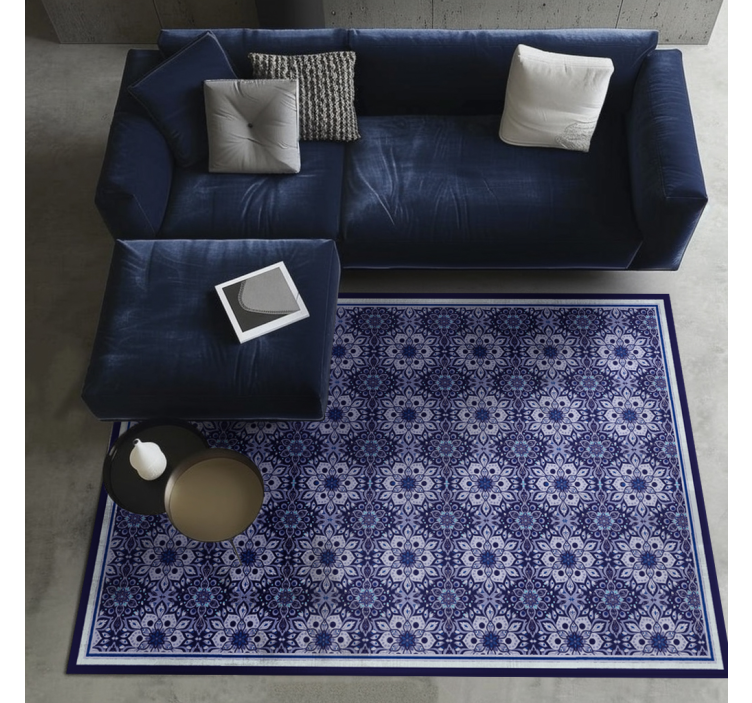 Vintage blomsterdesign vinyl teppe blå - Tenstickers