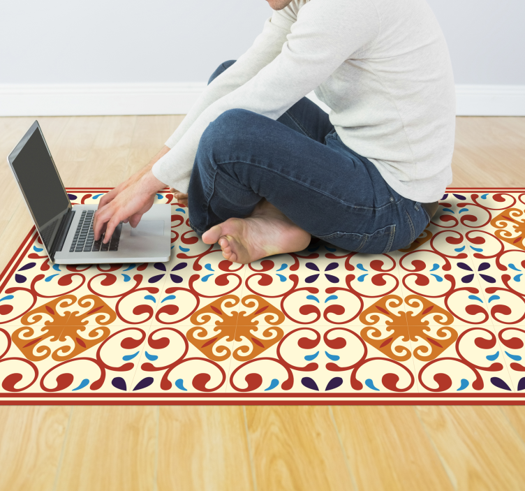 Vintage fliser flerfarget vinyl teppe - Tenstickers