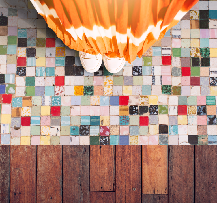 Vintage flislagt keramisk tekstur vinyl teppe hydraulisk - Tenstickers