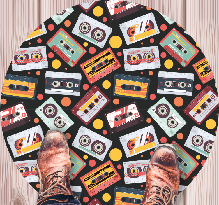 Cassette stil mønster vinyl teppe vintage - Tenstickers