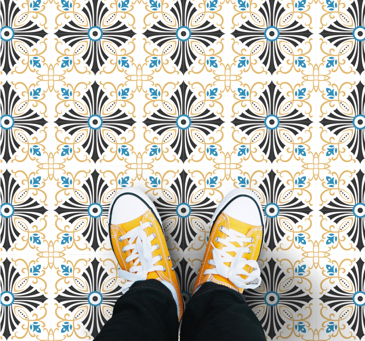 Vintage kryss spiral design vinyl teppe vintage - Tenstickers