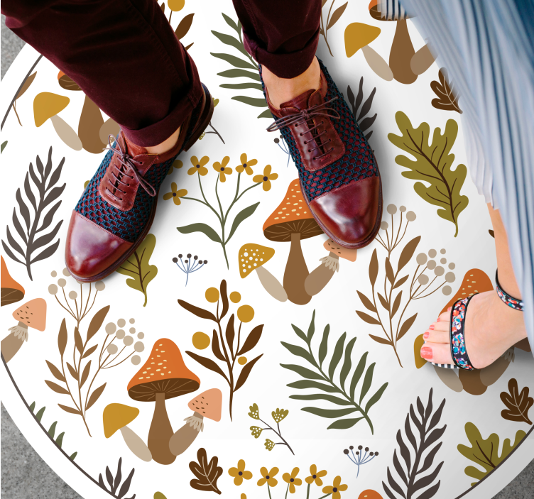 Vintage sopp og høstløv vinyl teppe blomster og planter - Tenstickers