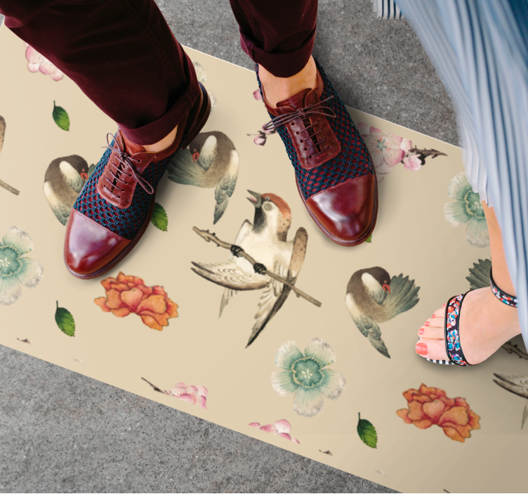 Vinyl teppe dyr fugler og blomster - Tenstickers