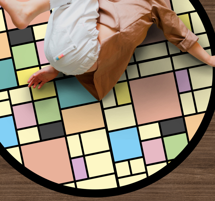 Vinyl teppe geometrisk fargerikt blokkmønster - Tenstickers