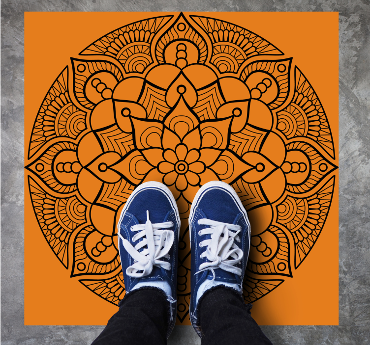 Vinyl teppe mandala oransje mandala mønster - Tenstickers