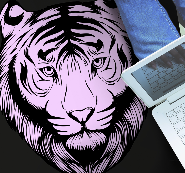 Rosa tiger dyretrykk vinyl teppe - Tenstickers