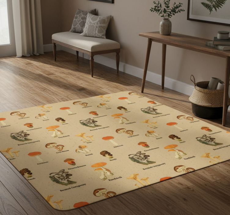 Vinyl teppe natur vintage sopptyper - Tenstickers