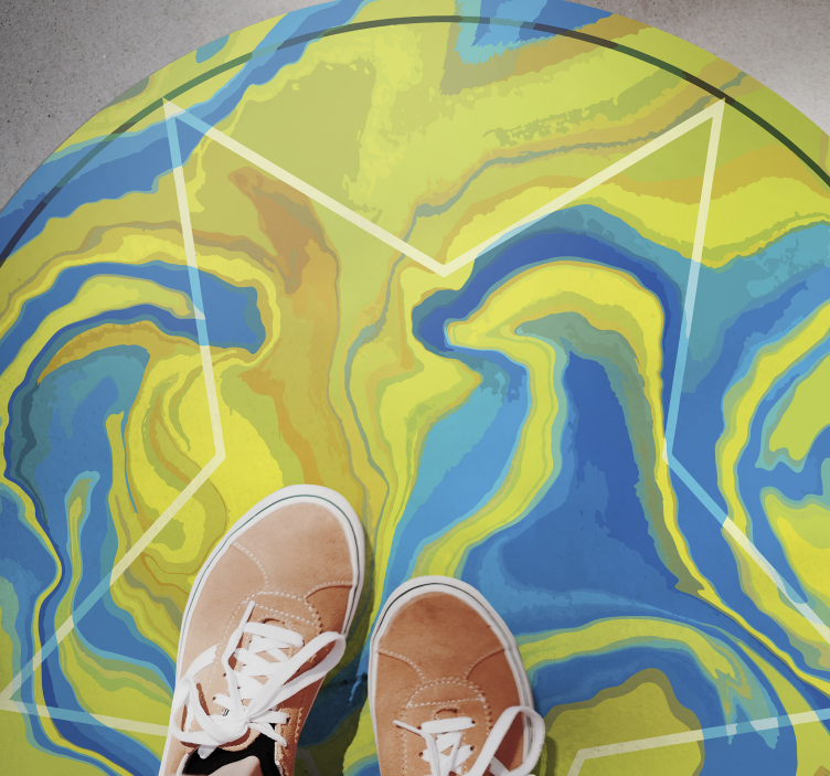 Blå og gul stjerne tekstur vinyl teppe - Tenstickers