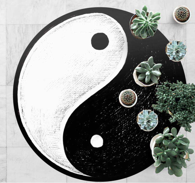 Yin yang-symbolet vinyl teppe rund - Tenstickers