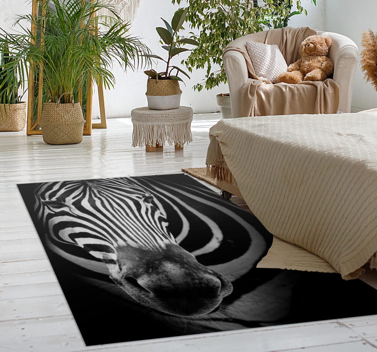 Zebra ansikts dyretrykk vinyl teppe - Tenstickers