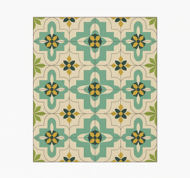 Retro blomsterfliser vinyl teppe kjøkken - Tenstickers