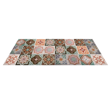Vinyl teppe kjøkken i livlig terrakotta patchwork - Tenstickers