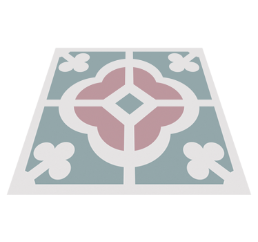Vinyl teppe kjøkken med blomstrete hydraulisk flis - Tenstickers