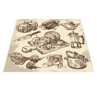 Vintage illustrasjon vinyl teppe kjøkken - Tenstickers