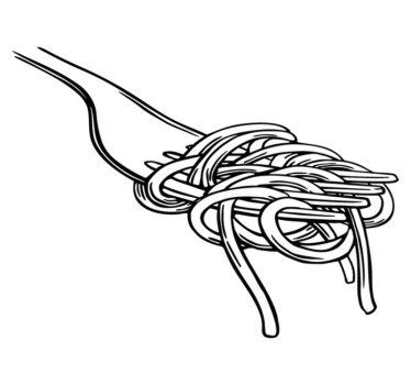 Vinyl teppe kjøkken spaghetti gaffel gravering stil - Tenstickers