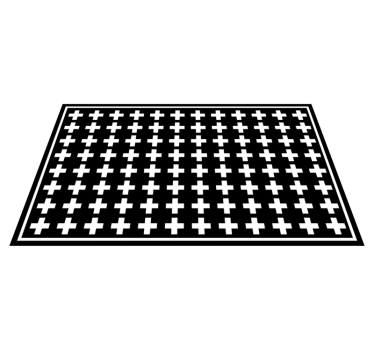 Hvitt og svart kryss minimalistisk teppe - Tenstickers