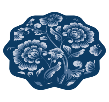 Elegant blå blomster blomsterteppe - Tenstickers