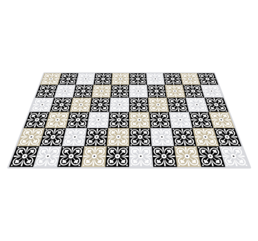 Svart hvitt og beige fliser vinylteppematte - Tenstickers
