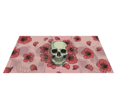 Hodeskalle med håndtegnede blomster halloween matter - Tenstickers
