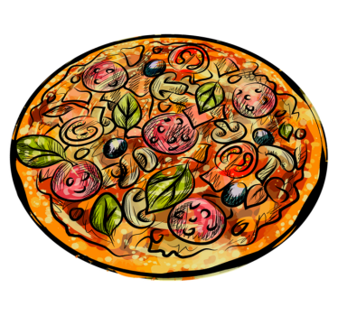 Tegneserie pizza kjøkken gulv - Tenstickers