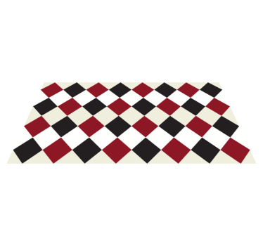 Rød og svart rombeflisematte - Tenstickers