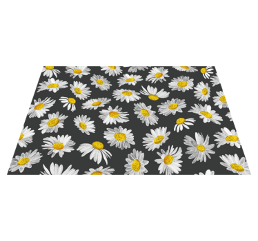 Tusenfryd blomst sort blomst vinyl teppe - Tenstickers