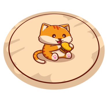 Søt katt som spiser et hamburgergulv - Tenstickers