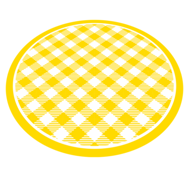 Hvite og gule mønstrede firkanter runde vinylteppe - Tenstickers