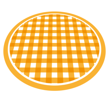 Firkanter med oransje og hvitt mønster runde vinylteppe - Tenstickers