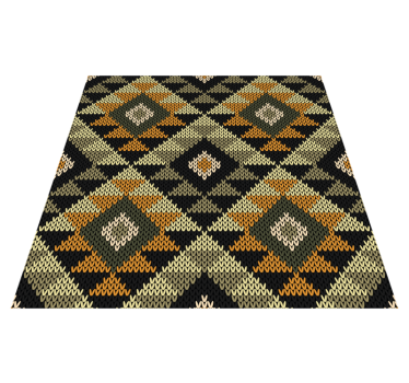 Rhombus beige og svart naturfiberimitasjon tekstur vinylteppe - Tenstickers