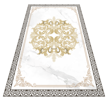 Elegant gull blomstrer marmor vinylteppe - Tenstickers