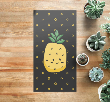 Vinylteppe ananas med blader blomsterteppe - Tenstickers