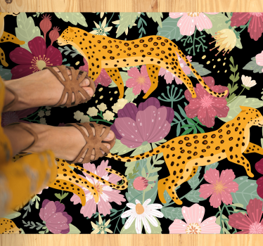 Leopard trykk blomster dyre trykk teppe - Tenstickers