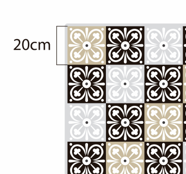 Svart hvitt og beige fliser vinylteppematte - Tenstickers