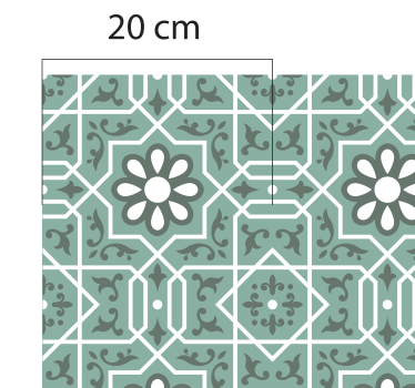 Grønne blomsterfliser kjøkken vinylteppe - Tenstickers