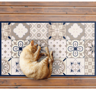 Beige mosaikk med gammelt utseende hydrauliske vinylteppe - Tenstickers