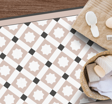 Beige og hvitt stjernemønster vinylteppe - Tenstickers