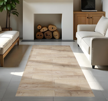 Beige parkettgulv vinyl teppe tre - Tenstickers