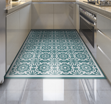 Blå blomster flisematte - Tenstickers